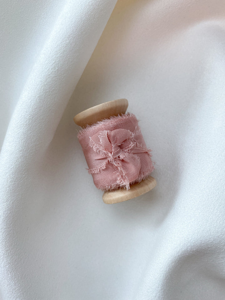 1 inch raw edge silk ribbon in color Blush