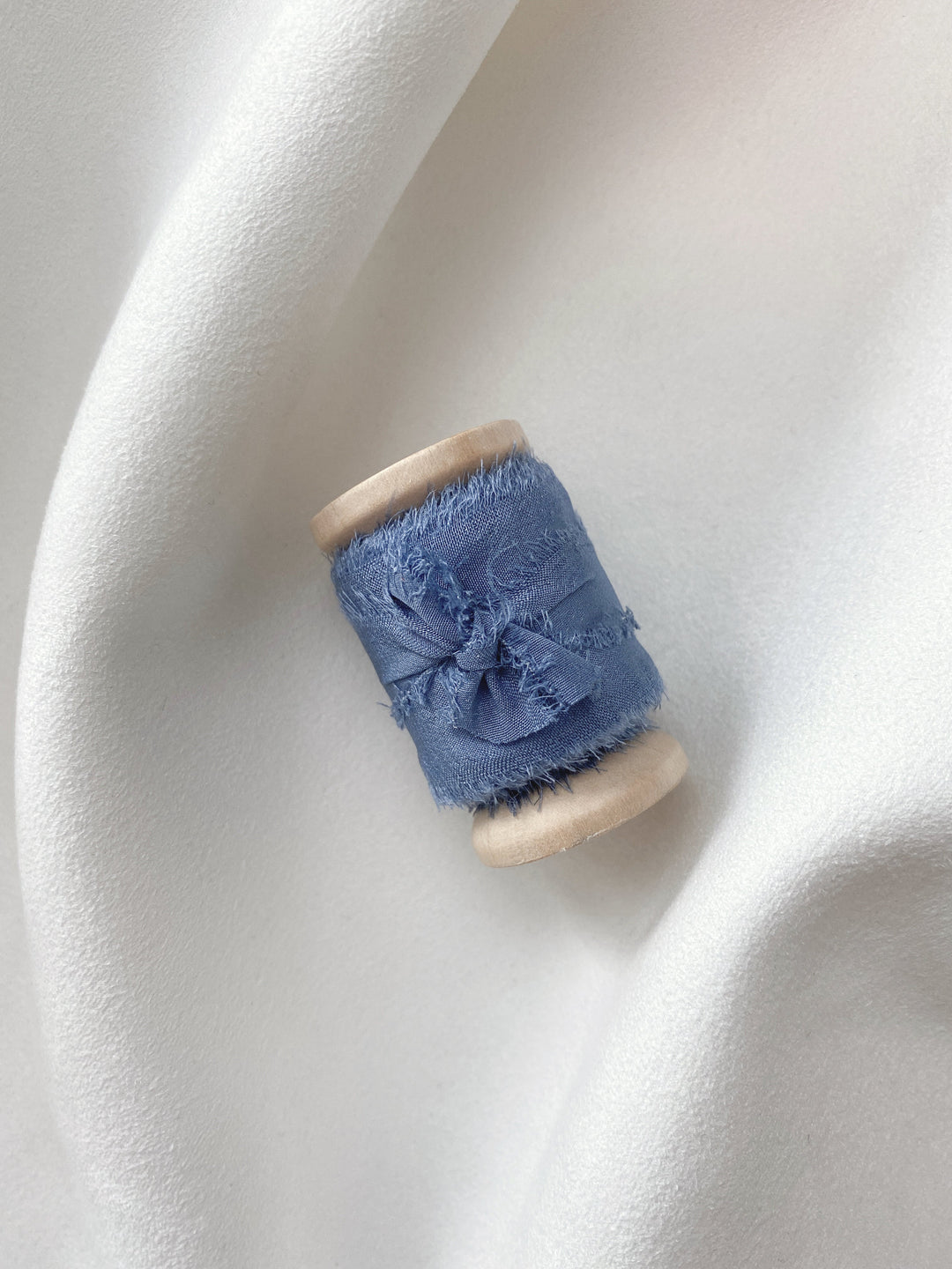 1 inch raw edge silk ribbon in color French Blue