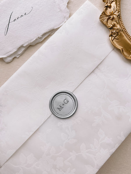 Silver custom initials monogram wax seal