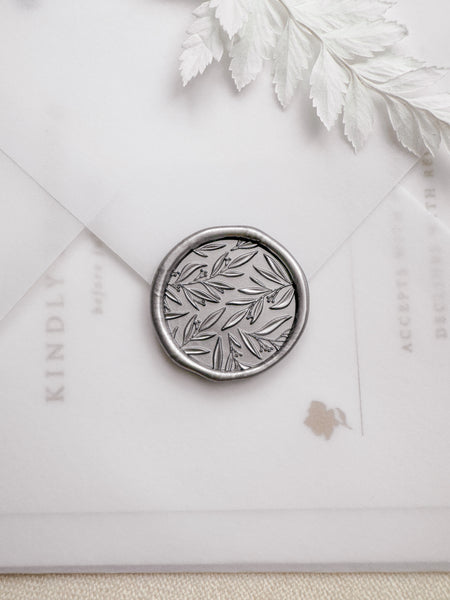 3D leaf pattern silver wax seal