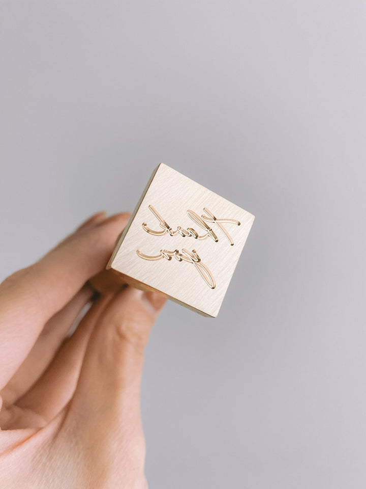 Thank You calligraphy script diamond shaped wax seal brass stamp head
