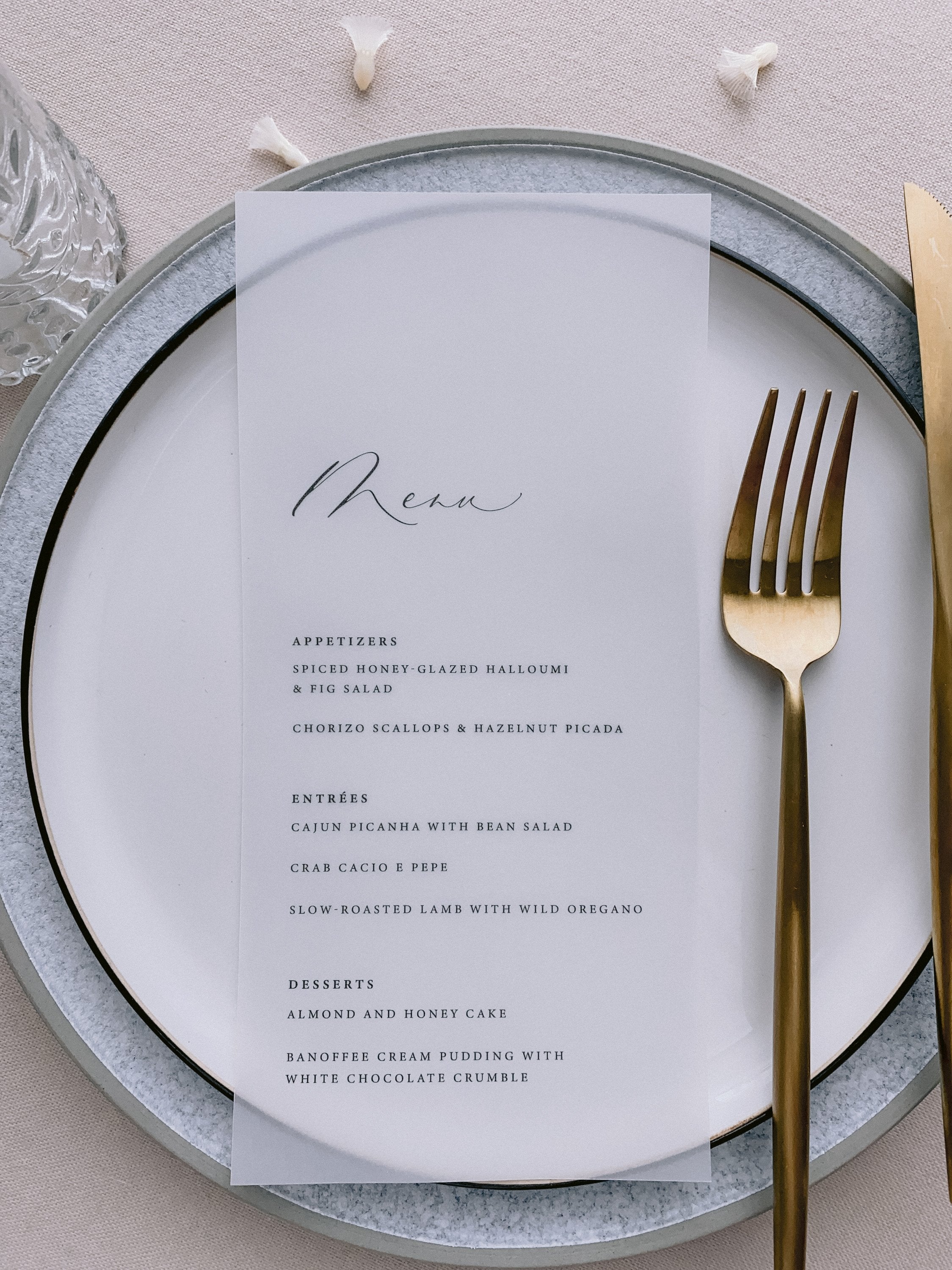 Vellum Menus – Olive Paperie Co.