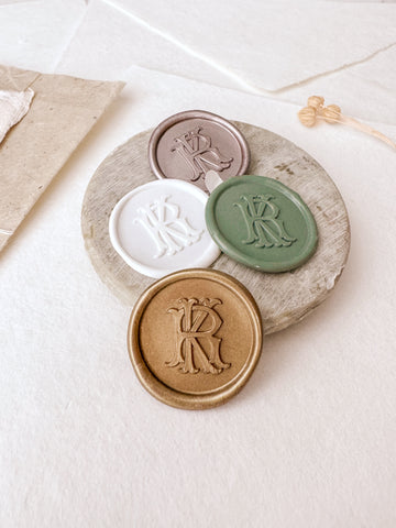 vintage interlocked monogram wax seal stickers in various colors