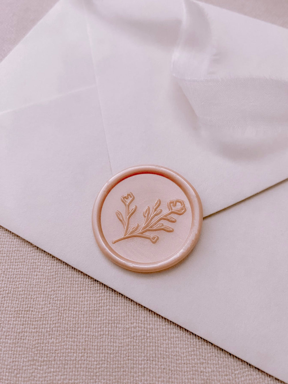 Botanical wax seal in coral color