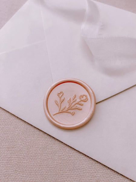 Botanical wax seal in coral color