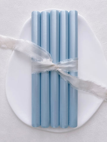 a set of 5 light blue color sealing wax sticks