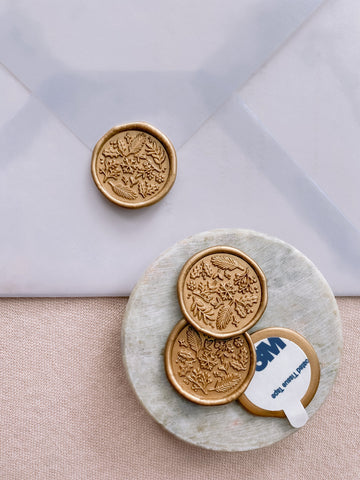 Winter garden wax seals in gold with 3m sticker